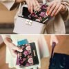 Passport Holder Cover Travel RFID Blocking Passport Cover Rose Gold Cute Flowers Passport Wallet with Elastic Band for Women - Image 4