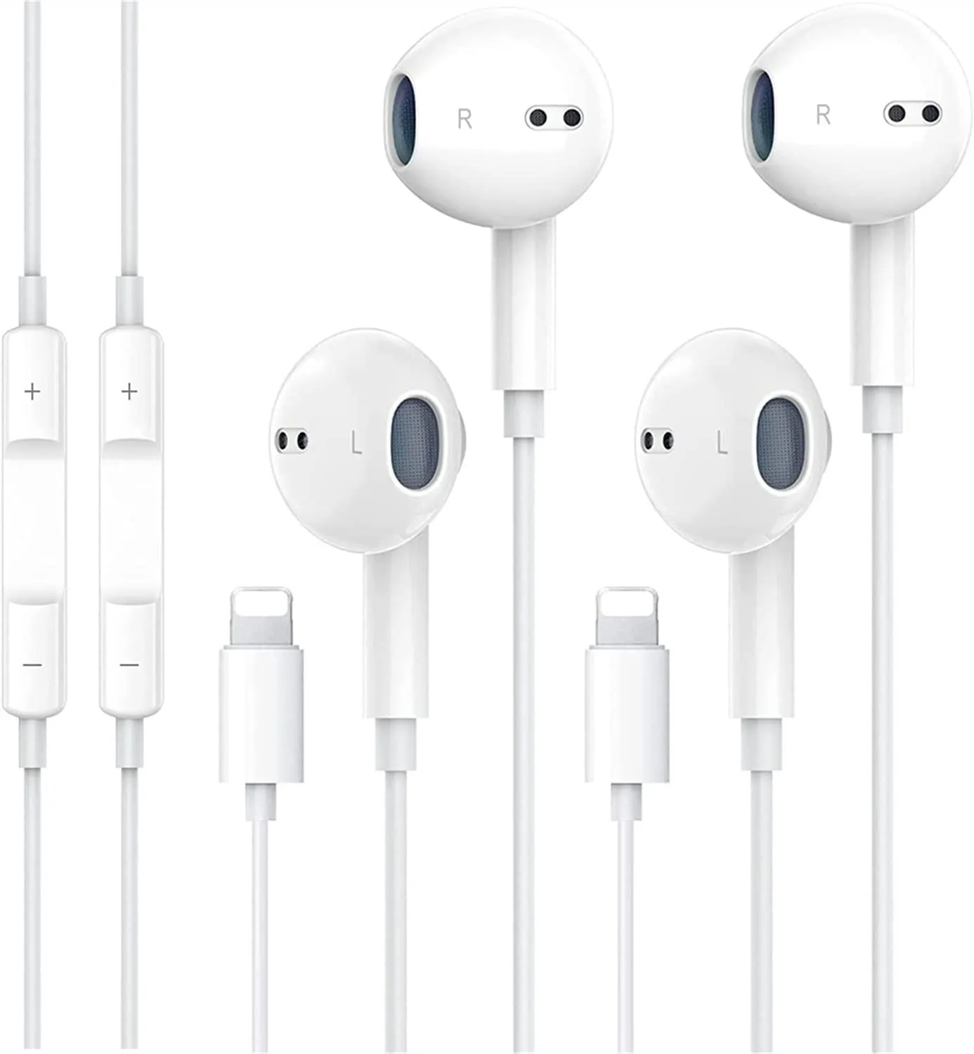 2 Packs Apple Earbuds for iPhone Headphones Wired Earphones [Apple MFi Certified](Built-in Microphone & Volume Control) Noise Isolating Headsets for iPhone 13/12/11/XR/XS/X/8/Support All iOS System