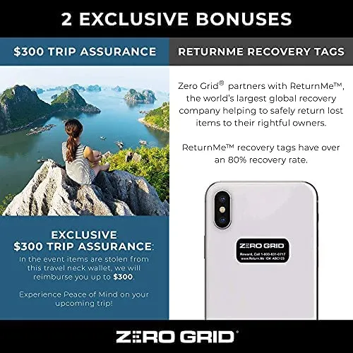 Zero Grid Passport Wallet - Travel Document Holder w/RFID Blocking - Image 4