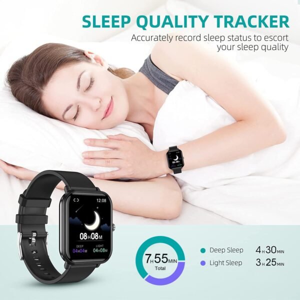 Smart Watch, 44mm Fitness Tracker Watch with 24 Sports Modes, 5ATM Swimming Waterproof, Sleep Monitor Step Calorie Counter, 1.7" HD Touchscreen Smartwatch for Men Women iPhone IOS Android Compatiable - Image 6