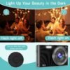Saneen Digital Camera, FHD 4K & 44MP Kids Camera Video Cameras for Photography with 32GB SD Card 16X Digital Zoom, Compact Point and Shoot Camera Small Camera for Beginners, Kids and Teens-Black - Image 4