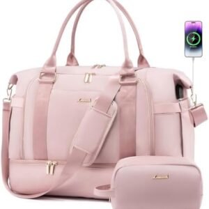 Gym Bag LOVEVOOK Travel Duffel Bag with USB Charging Port,Weekender Bags for Women with Shoe Compartment,Carry on Overnight Bag with Toiletry Bag,Hospital Bags for Labor and Deliver