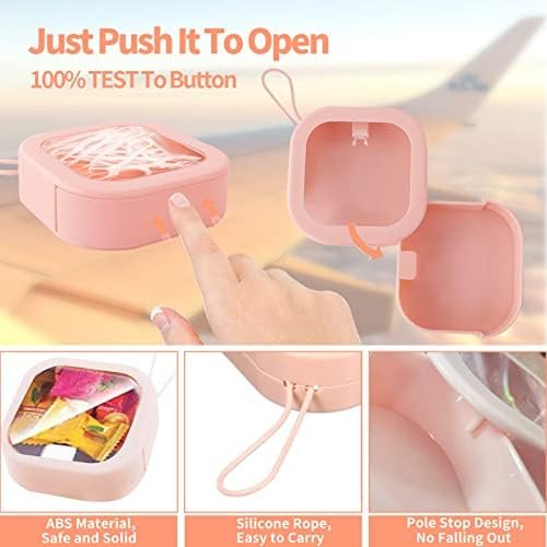 Hair Tie Organizer, 4 Pcs Small Portable Hair Tie Storage Holder Qtip Dispenser for Hair Tie Accessories, Small Items Holder Containers for Home Office Outdoor Travel Organizer, Pink&White - Image 3