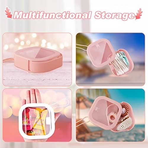 Hair Tie Organizer, 4 Pcs Small Portable Hair Tie Storage Holder Qtip Dispenser for Hair Tie Accessories, Small Items Holder Containers for Home Office Outdoor Travel Organizer, Pink&White - Image 6