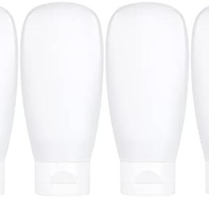 TSA Approved Travel Bottles Set for Toiletries Travel Size Containers Kit 4 Pack Portable Leak Proof Refillable Squeeze Cosmetic Airplane Essential Shampoo Hair Conditioner Body Lotion Bath Shower Gel