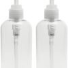 Plastic Bottles with Pump Dispenser, 8 oz. | Leak Proof, Empty, Crystal Clear Refillable Bottle, BPA-Free for Body Wash, Moisturizer, Face Cream, Liquid Soap, Massage Oil, with a Clear Pump, (2-Pack)