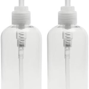 Plastic Bottles with Pump Dispenser, 8 oz. | Leak Proof, Empty, Crystal Clear Refillable Bottle, BPA-Free for Body Wash, Moisturizer, Face Cream, Liquid Soap, Massage Oil, with a Clear Pump, (2-Pack)