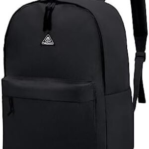 Haimont Casual Laptop Backpacks Bookbag for Men Women Travel Work Gym, 20L Daypack Backpack with Bottle Pockets, Black
