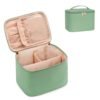 OCHEAL Makeup Bag, Large Capacity Make Up Bag for Cosmetics Vertical Storage,Toiletry Bag Skincare Makeup Organizer Bag for Travel,With Makeup Brushes Compartments & Dividers,-Green Leather