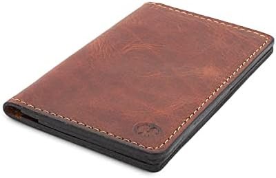 Leather Passport Holder for Men | Made in USA | 3.5" x 5.5" Field Notes Cover | Tobacco Snakebite