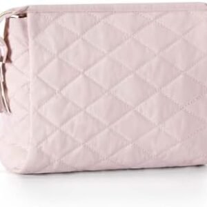 BAGSMART Makeup Bag Travel Cosmetic Bag, Puffy Make Up Bags for Women Large Capacity Makeup Organizer Case, Wide-open Pouch for Purse Storage Travel Essentials Toiletries Accessories Brushes, Pink