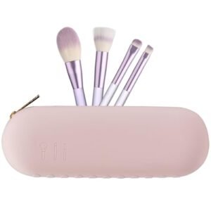 Silicone Makeup Brush Holder, Large Capacity Makeup Brush Bag, Portable Travel Cosmetic Brush Bag for Travel and Daily, Upgraded version (Standard version, Pink2)