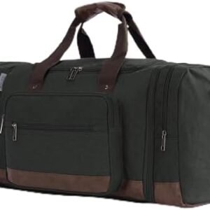 Canvas Big Crossbody Bag Large Capacity Travel Tote Weekend Bag Convenient Carry On Luggage Men Duffel Bag (Black)