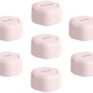 Travel Containers - Pill Case Set - Magnetic Travel Capsules - A Daily Pill Box for Supplements & Vitamins - Contains 7 Flex Mediums (0.56oz) with Labels for Everyday of The Week - Petal
