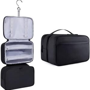 BAGSMART Toiletry Bag for Men, Hanging Travel Toiletry Organizer Large Dopp Kit for Men, Water Resistant Travel Bag Shaving Bag for Toiletries Accessories, Door Room Essentials, Black