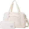 Women's Travel Duffel Bag with Toiletry Bag, Sports Gym Bag Weekendeer Carry-on Tote with Shoe Compartment and Wet Pocket, Yoga Bag Fit 15.6inch Laptop (APRICOT WHITE, 18-inch)