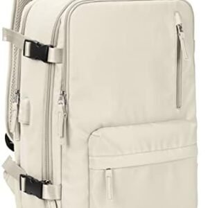 VGCUB Large Travel Work Business Backpack Carry on flight Approved 17 Inch Laptop Backpack for Women Men with Laptop Compartment Mochila de Viaje,Beige
