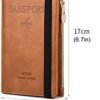 Passport Holder Men Rfid Blocking Passport Wallet Travel Document Holder Leather Travel Wallet with Elastic Strap & Zipper Slot Dual Travel Passport Holders Women - Image 5