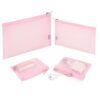 EASYFUN Mesh Pouch, Make up Bag with Zipper Cosmetic Organizer Pouch for Daily or Travel to Keep Small Items, 4 PCS Pink