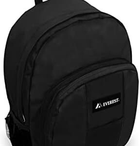 Everest Luggage Backpack with Front and Side Pockets, Black, Large