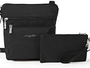Baggallini Pocket Crossbody Bags for Women - 8x8 inch RFID Crossbody Purse - Water-resistant Lightweight Small Handbag