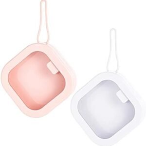 Prudiut 2pcs Hair Tie Organizer, Hair Tie Holder Clip Organizer Christmas Gifts for Baby Teen Girl Women, Portable Hanging Small Items Desktop Travel Storage Box(Pink and White)