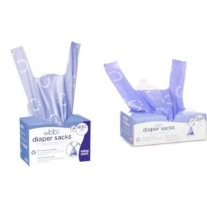 Ubbi Disposable Diaper Sacks & Disposable Diaper Sacks, Lavender Scented, Easy-To-Tie Tabs, Diaper Disposal or Pet Waste Bags, 200 Count