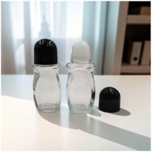 2 Packs Roll On Glass Bottles For Essential Oils, Perfume Roller Bottles with Plastic Roller Ball Empty Deodorant Containers Roller Ball Bottles For Fragrance Cosmetics (50ml/1.69Oz)