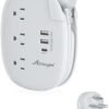 Alitayee USB C Portable Travel Power Strip with 3 Outlets 3 USB Ports Fast Charge, USB Extension Cord with Flat Plug and 3ft Wrapped Around Extension Cord for Cruise Travel Home Office