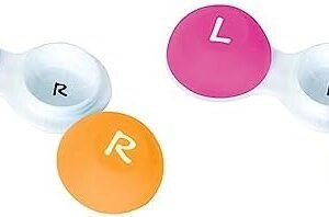 Flents Contact Lens Case, Soft Grip for Hard or Soft Lenses, Large Letters for Easy Identification, Portable Travel-Sized, Slimline Soft Grip, Color May Vary (Pack of 2)
