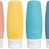 Silicone Travel Bottles for Toiletries TSA Approved Travel Size Containers Set 4 Pack Portable Leak Proof Refillable Cosmetic Squeeze Bottles Shampoo Hair Conditioner Body Lotion Bath Shower Gel