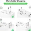 2 Pack Universal Travel Adapter, International Power Adapter with 2 USB Ports, Plug Adapter Travel Adapter Worldwide Universal Charger Power Adapter - for USA, EU, UK, AUS (Double U White 2) - Image 2