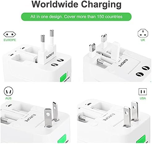 2 Pack Universal Travel Adapter, International Power Adapter with 2 USB Ports, Plug Adapter Travel Adapter Worldwide Universal Charger Power Adapter - for USA, EU, UK, AUS (Double U White 2) - Image 2