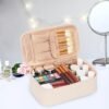 OCHEAL Makeup Bag, Travel Makeup Bag Waterproof Cosmetics Organizer Make Up Bag Case,Toiletry Bag for Women,Large Capacity for Girls Daily Use Dorm Room Storage with Dividers -Beige - Image 8