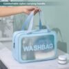 Travel Toiletry Bag for Women and Men, Matte Translucent Toiletry Bag with Handy Handle, Makeup Cosmetic Organizer Bag for Travel Toiletries Accessories (Blue) - Image 6