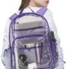 Clear Backpack Heavy Duty Pvc Bookbag for School - See Through Transparent Stadium Approved Backpacks for Women Concert Sport Venues Work Travel,Purple - Image 2