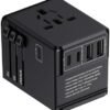 Universal Travel Adapter, International Power Adapter Charger with 3 USB C Ports, 2 USB A Ports and Multi AC Outlet, All-in-one Worldwide Plug Power Adapter for EU US UK AU 200+ Countries