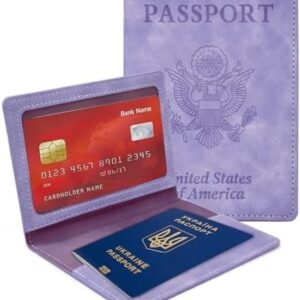 1 Pcs Passport Holder and Vaccine Card Holder Combo, Travel Passport Wallet, Passport Cover Case for Women and Men (Light Purple)
