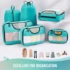 Veken 6 Set Packing Cubes for Suitcases, Travel Essentials for Carry on Luggage, Suitcase Organizer Bags Set for Travel Accessories in 4 Sizes(Extra Large, Large, Medium, Small)，Cyan - Image 2
