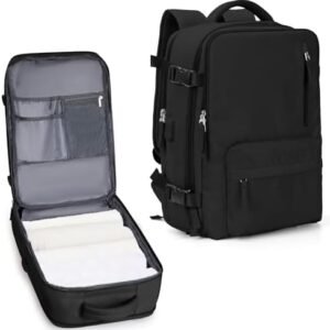 Carry On Backpack for Women, Large Travel Backpack Flight Approved, Waterproof 17 Inch Laptop Backpack Business Work Backpacks Men Mochila De Viaje, Black