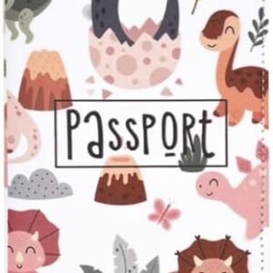 Passport Cover for Kids, Women and Men,Travel Documents Organizer Protecto,Travel Passport Holder,Passport Holder Cover Travel Wallet (dinosaur-pink)