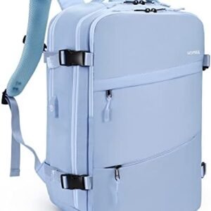 HOMIEE Carry on Backpack for Airplanes, 15.6 Inch Travel Laptop Backpack with USB Charging Port, Personal Item Size, Dry Wet Separation, Blue