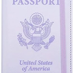 Passport Holder, Passport and Vaccine Card Holder Combo Passport Cover Passport Wallet Rfid Passport Holder Passport Case Passport Card Holder Family Pen Holder Passport Holder for Women Men, Purple