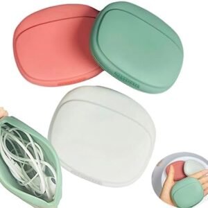 Silicone Headphone Organizer-Data Cable Storage Case-Mini Key Box-Portable Wired Headphone Organizer(Red-Grey-Green-3PCS)