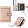 Passport Holder Wallet for Men and Women, Leather Passport Holder Card Slots, Mulit-Purpose RFID Blocking Passport Holder, Travel Wallet Passport Cover Case（Pink） - Image 2