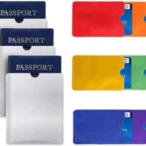 RFID Blocking Sleeve Anti Theft 6 Credit Card and 3 Passport Holder Wallet Pocket - To protect your valuable information from theft（coloured）
