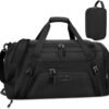 Gym Duffle Bag for Women Men 40L Waterproof Sports Bags Travel Duffel with Shoe Compartment,Wet Pocket Large Weekender Overnight Toiletry Bag,Black