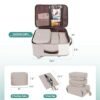 LOVEVOOK Travel Backpack for Women, TSA Carry On Backpack Flight Approved Luggage, 40L Water Resistant Personal Item Daypack Large Weekender Bag fit 17 inch Laptop with 3 Cubes, Beige-nude-coffee - Image 4