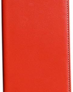 RFID Blocking Slim Minimalist Long Travel Wallet Genuine Leather Passport Holder Travel Cover (Red)