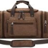 Toupons Canvas Travel Duffel Bag Men's Weekender Overnight Bag (Coffee) X-Large